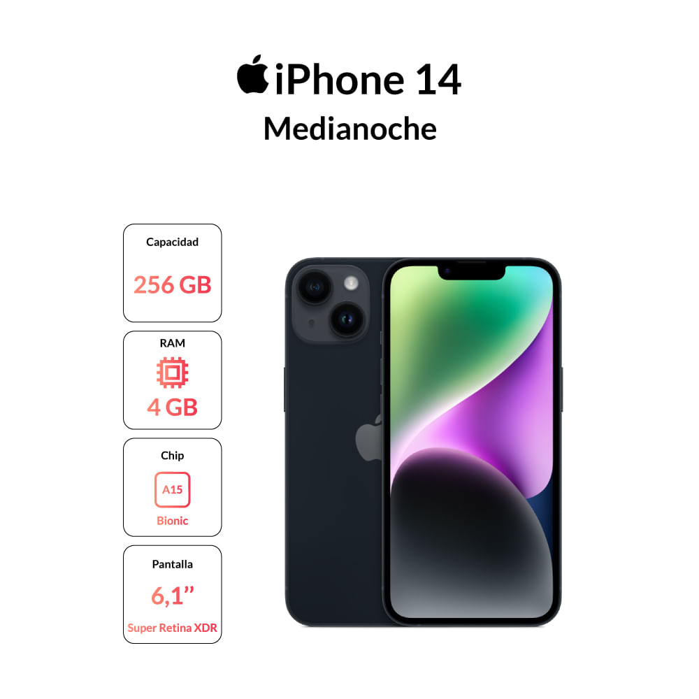 Comprar iPhone 14 de 256 GB en color medianoche - Apple (ES)